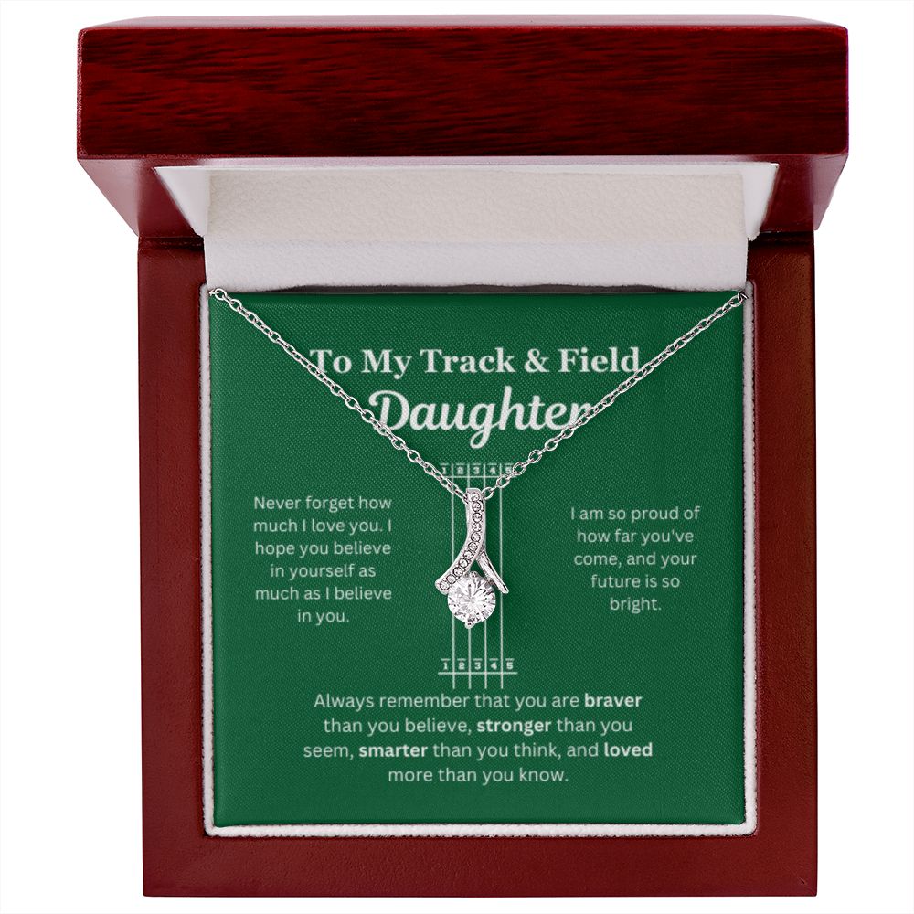 EllePendants To My Track and Field Daughter Necklace, Father Daughter Necklace, Mother Daughter Necklace, Daughter Birthday, Heart Jewelry, Gold Jewelry, Interlocking Hearts, Message Card Necklace