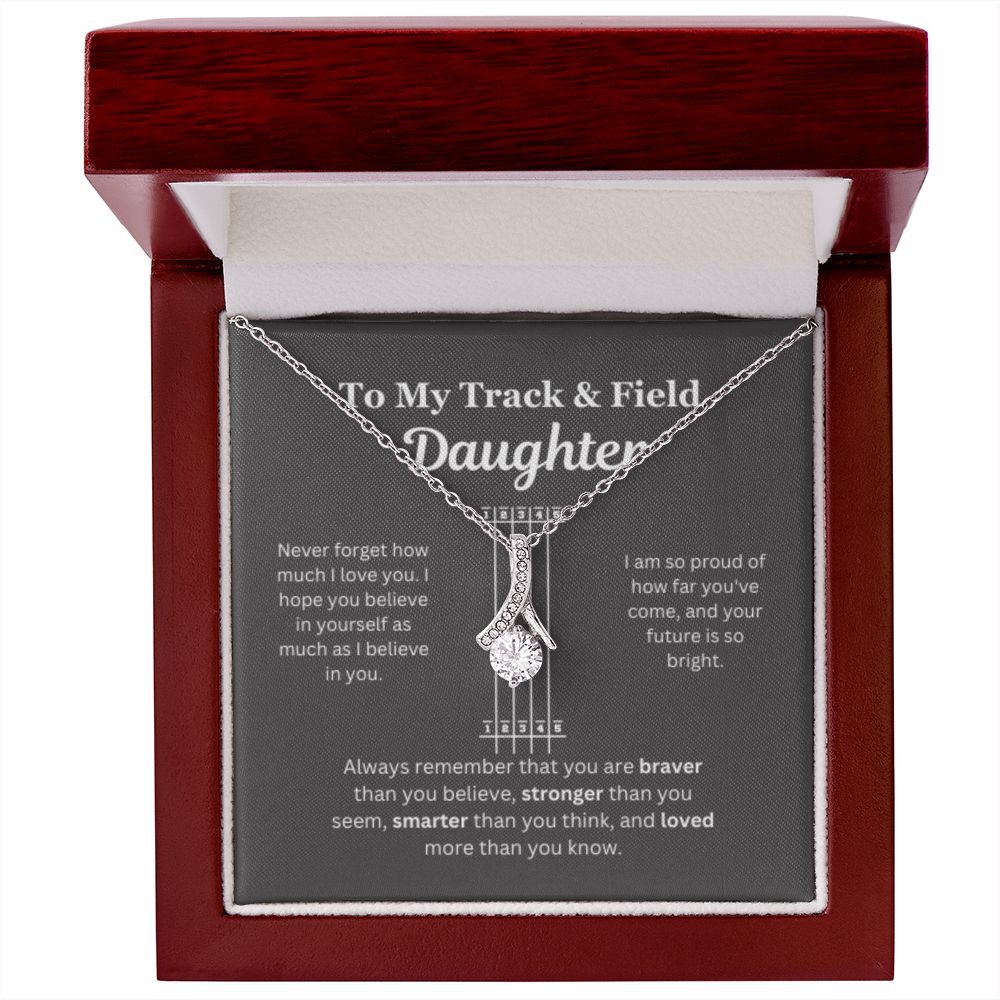 EllePendants To My Track and Field Daughter Necklace, Father Daughter Necklace, Mother Daughter Necklace, Daughter Birthday, Heart Jewelry, Gold Jewelry, Interlocking Hearts, Message Card Necklace