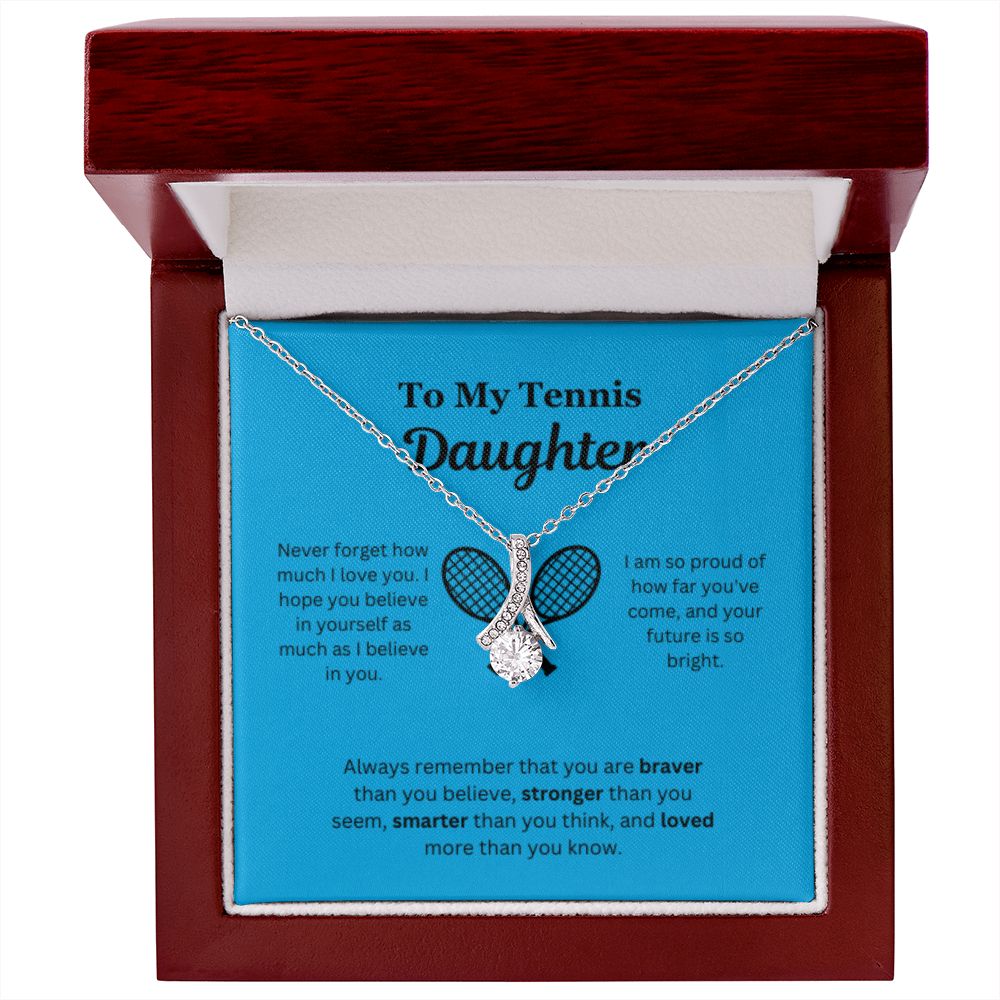 EllePendants To My Tennis Daughter Necklace, Father Daughter Necklace, Mother Daughter Necklace, Daughter Birthday, Heart Jewelry, Gold Jewelry, Interlocking Hearts, Message Card Necklace
