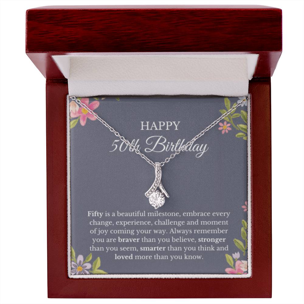 50th Birthday Necklace, Alluring Ribbon Jewelry