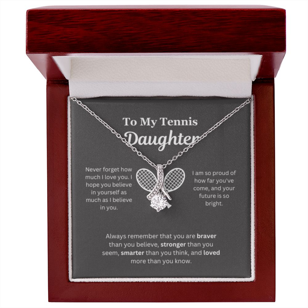EllePendants To My Tennis Daughter Necklace, Father Daughter Necklace, Mother Daughter Necklace, Daughter Birthday, Heart Jewelry, Gold Jewelry, Interlocking Hearts, Message Card Necklace