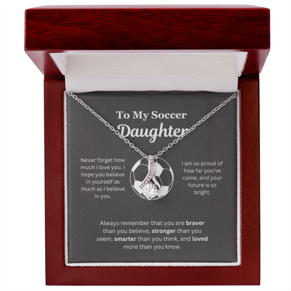 EllePendants To My Soccer Daughter Necklace, Father Daughter Necklace, Mother Daughter Necklace, Daughter Birthday, Heart Jewelry, Gold Jewelry, Interlocking Hearts, Message Card Necklace