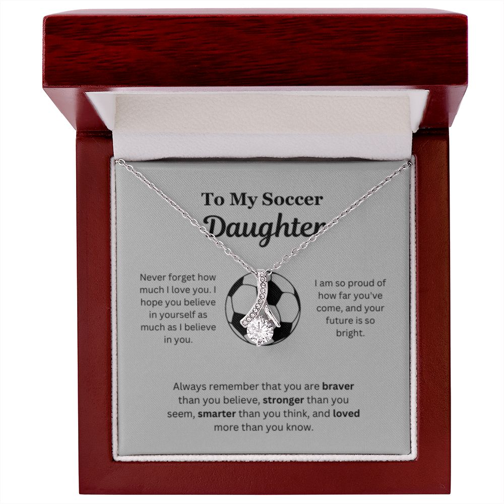 EllePendants To My Soccer Daughter Necklace, Father Daughter Necklace, Mother Daughter Necklace, Daughter Birthday, Heart Jewelry, Gold Jewelry, Interlocking Hearts, Message Card Necklace