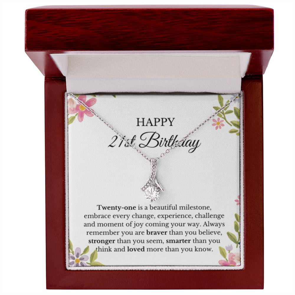 21st Birthday Ribbon Necklace