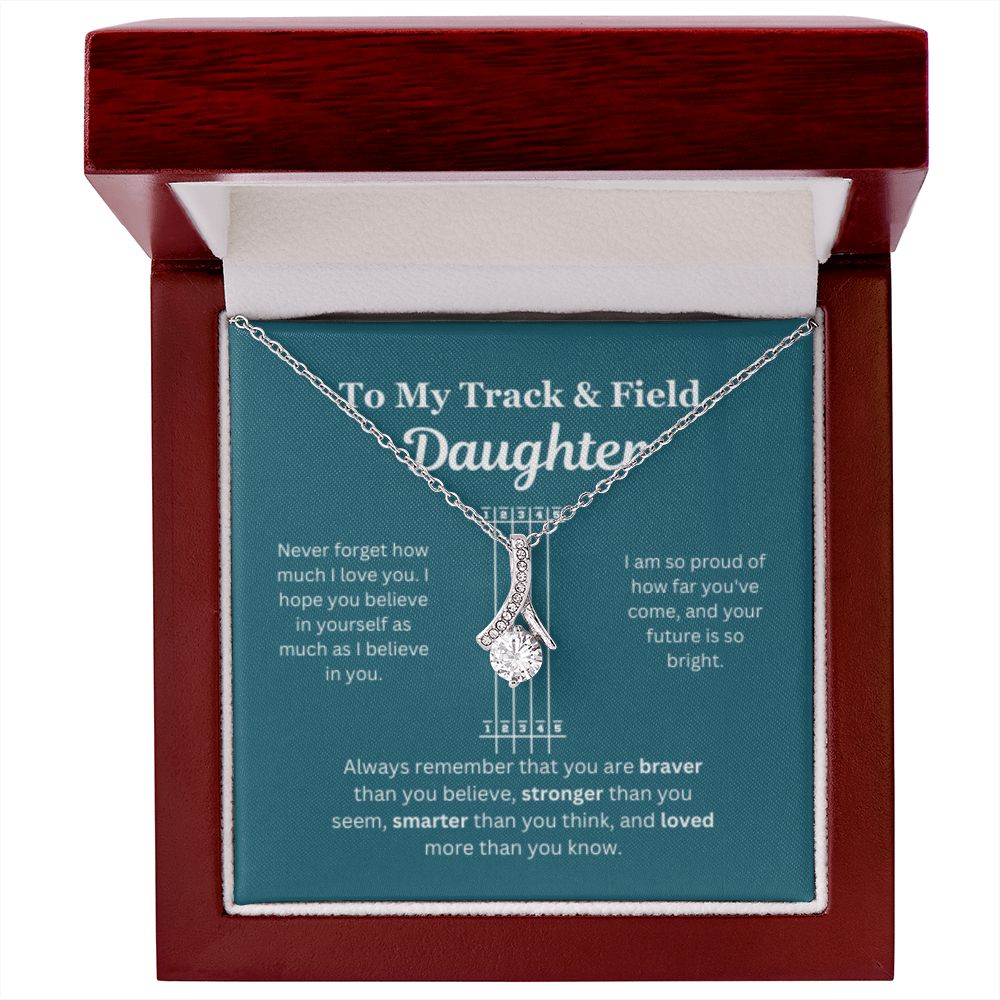 EllePendants To My Track and Field Daughter Necklace, Father Daughter Necklace, Mother Daughter Necklace, Daughter Birthday, Heart Jewelry, Gold Jewelry, Interlocking Hearts, Message Card Necklace