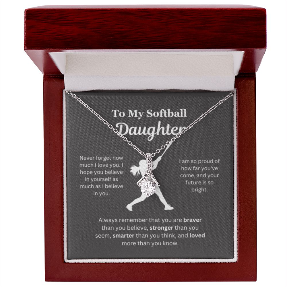 EllePendants To My Softball Daughter Necklace, Father Daughter Necklace, Mother Daughter Necklace, Daughter Birthday, Heart Jewelry, Gold Jewelry, Interlocking Hearts, Message Card Necklace