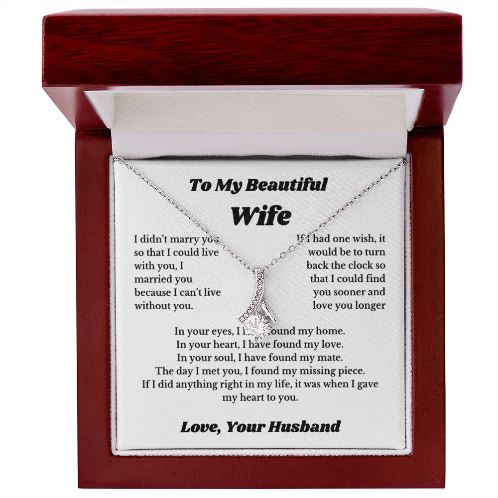 To My Wife Necklace from Husband – Romantic Wife Gift, Birthday Anniversary Valentine's Day Jewelry for Her
