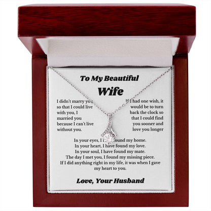 To My Wife Necklace from Husband – Romantic Wife Gift, Birthday Anniversary Valentine's Day Jewelry for Her