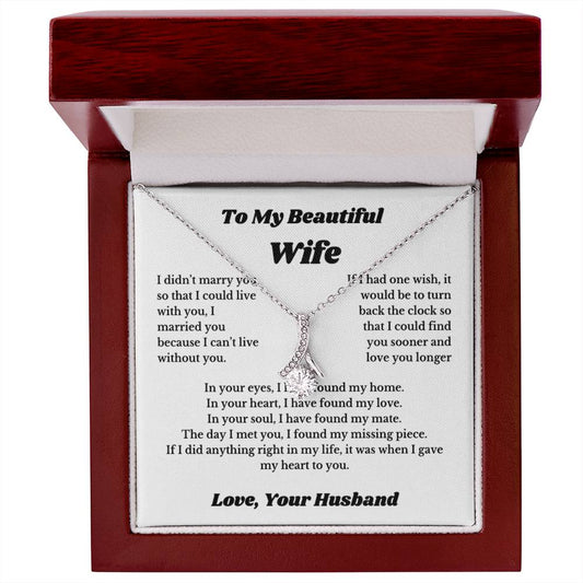 To My Wife Necklace from Husband – Romantic Wife Gift, Birthday Anniversary Valentine's Day Jewelry for Her