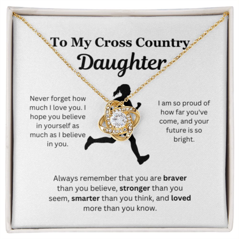 EllePendants To My Cross Country Daughter Necklace, Father Daughter Necklace, Mother Daughter Necklace, Daughter Birthday, Heart Jewelry, Gold Jewelry