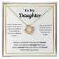 EllePendants To My Daughter Necklace, Father Daughter Necklace, Mother Daughter Necklace, Daughter Birthday, Heart Jewelry, Gold Jewelry, Love Knot, Message Card Necklace
