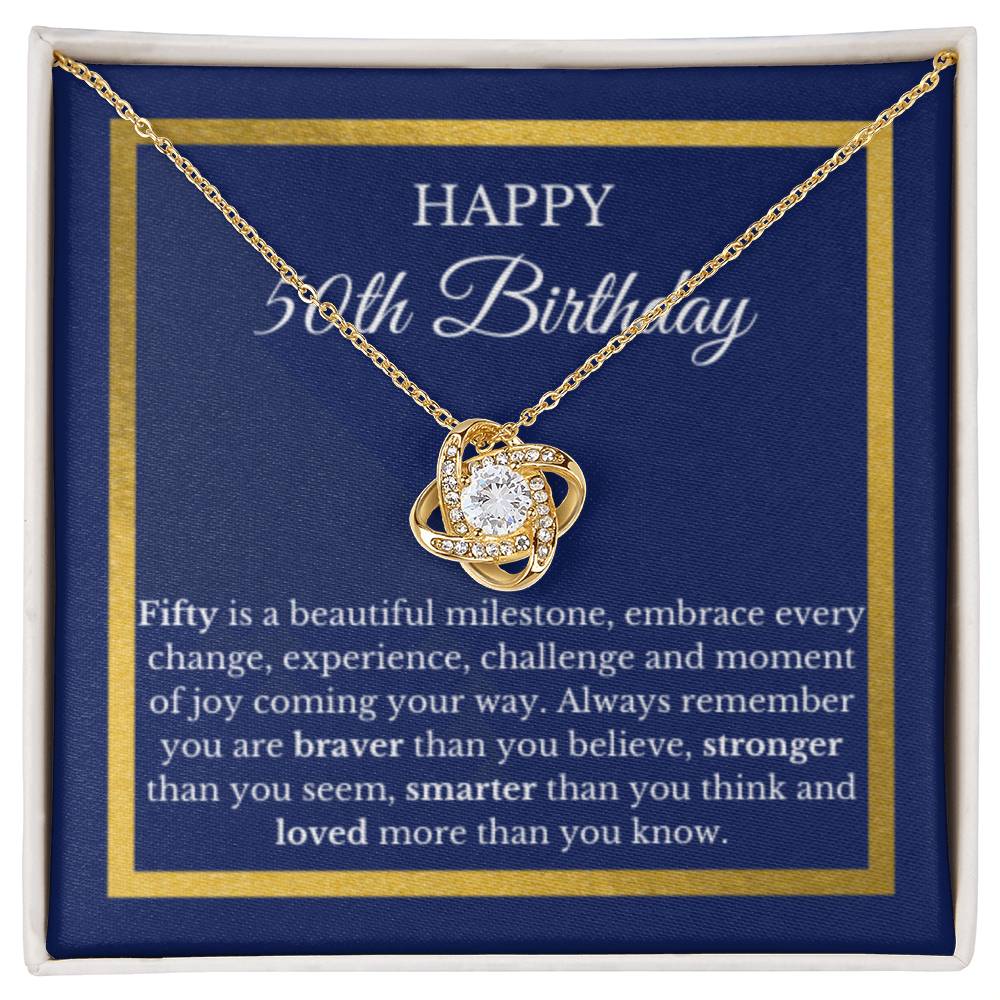 Fifty Birthday Necklace, Birthday Necklace, For Woman, Birthday Card, 50th