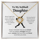 EllePendants To My Softball Daughter Necklace, Father Daughter Necklace, Mother Daughter Necklace, Daughter Birthday, Heart Jewelry, Gold Jewelry, Love Knot, Message Card Necklace