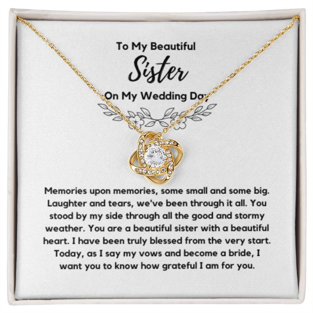 Sister of the Bride Gift Necklace, Sister Wedding Gift from Bride to Sister rehearsal dinner Gift to my Sister on my Wedding Day