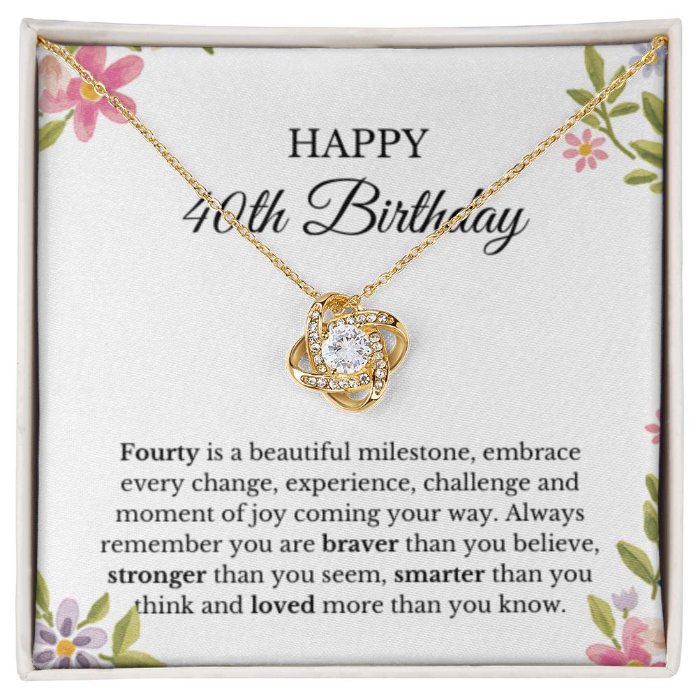 40th Birthday Necklace, Birthday Love Knot Necklace