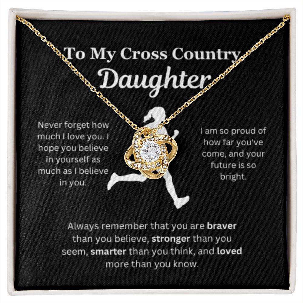 EllePendants To My Cross Country Daughter Necklace, Father Daughter Necklace, Mother Daughter Necklace, Daughter Birthday, Heart Jewelry, Gold Jewelry