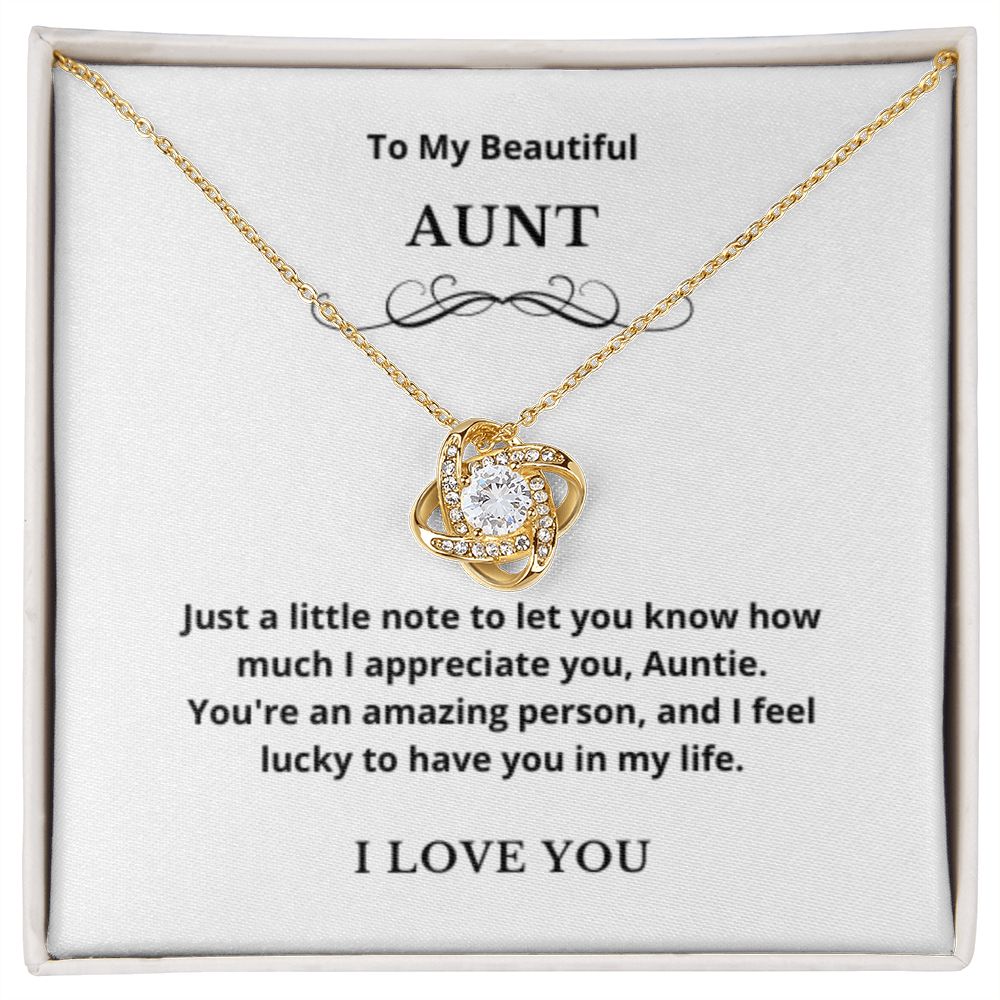 Love Knot To My Aunt Jewelry, Aunt Necklace Gift, Cousin Gift, Family Jewelry, Message Card Gift, For Aunt, Aunt Birthday