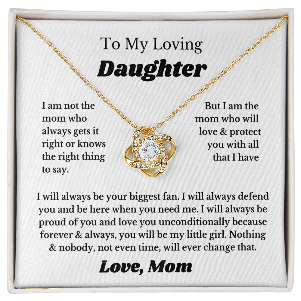 Gift For Daughter, Sterling Silver Daughter Necklace, Love Knot Pendant, Adjustable Chain, From Mom