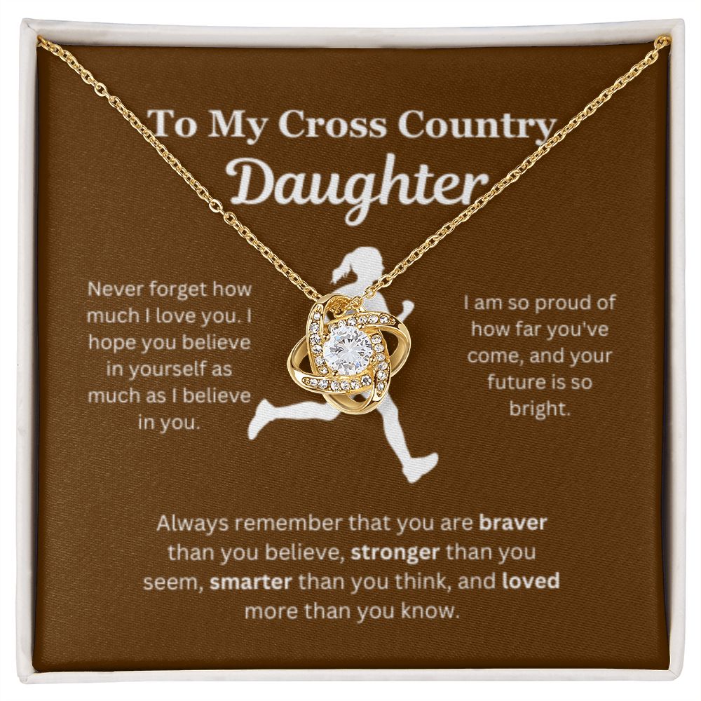 EllePendants To My Cross Country Daughter Necklace, Father Daughter Necklace, Mother Daughter Necklace, Daughter Birthday, Heart Jewelry, Gold Jewelry