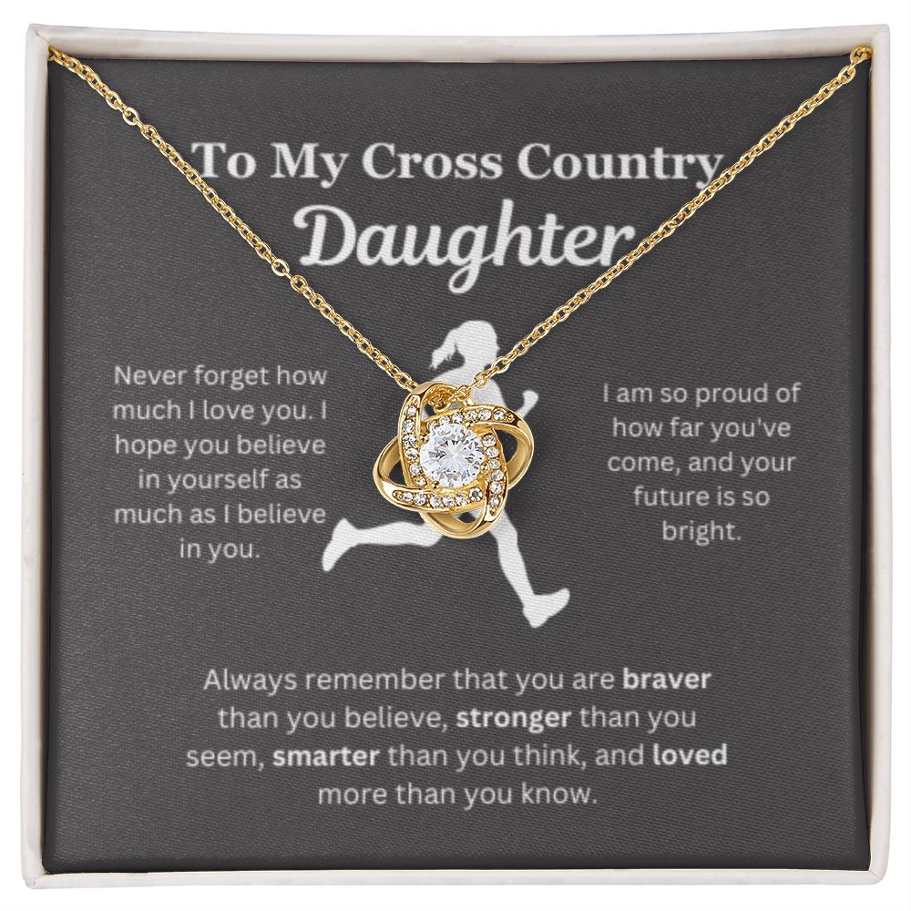 EllePendants To My Cross Country Daughter Necklace, Father Daughter Necklace, Mother Daughter Necklace, Daughter Birthday, Heart Jewelry, Gold Jewelry