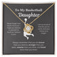 To My Basketball Daughter Necklace, Father-Daughter Jewelry, Mother-Daughter Gift, Birthday Heart Pendant, Gold Jewelry, Message Card