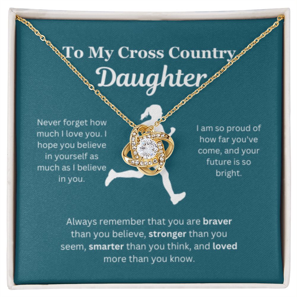 EllePendants To My Cross Country Daughter Necklace, Father Daughter Necklace, Mother Daughter Necklace, Daughter Birthday, Heart Jewelry, Gold Jewelry