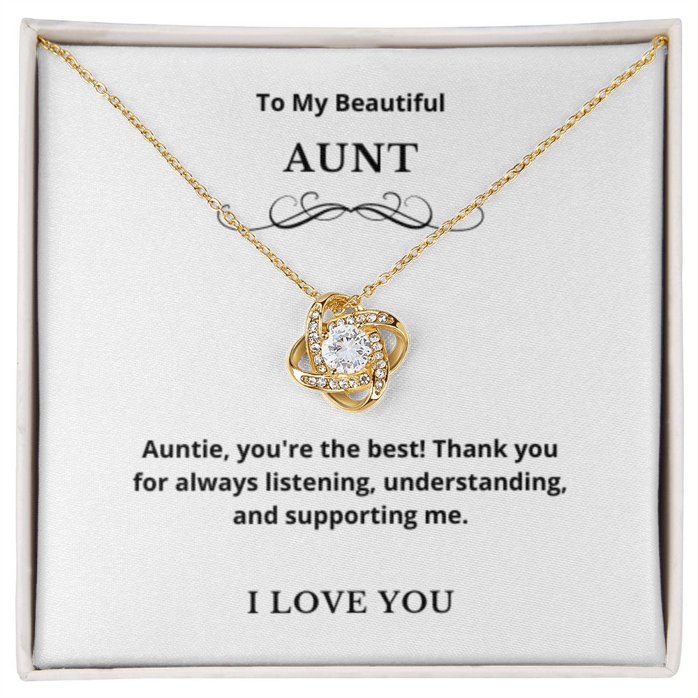 Love Knot To My Aunt Jewelry, Aunt Necklace Gift, Cousin Gift, Family Jewelry, Message Card Gift, For Aunt, Aunt Birthday