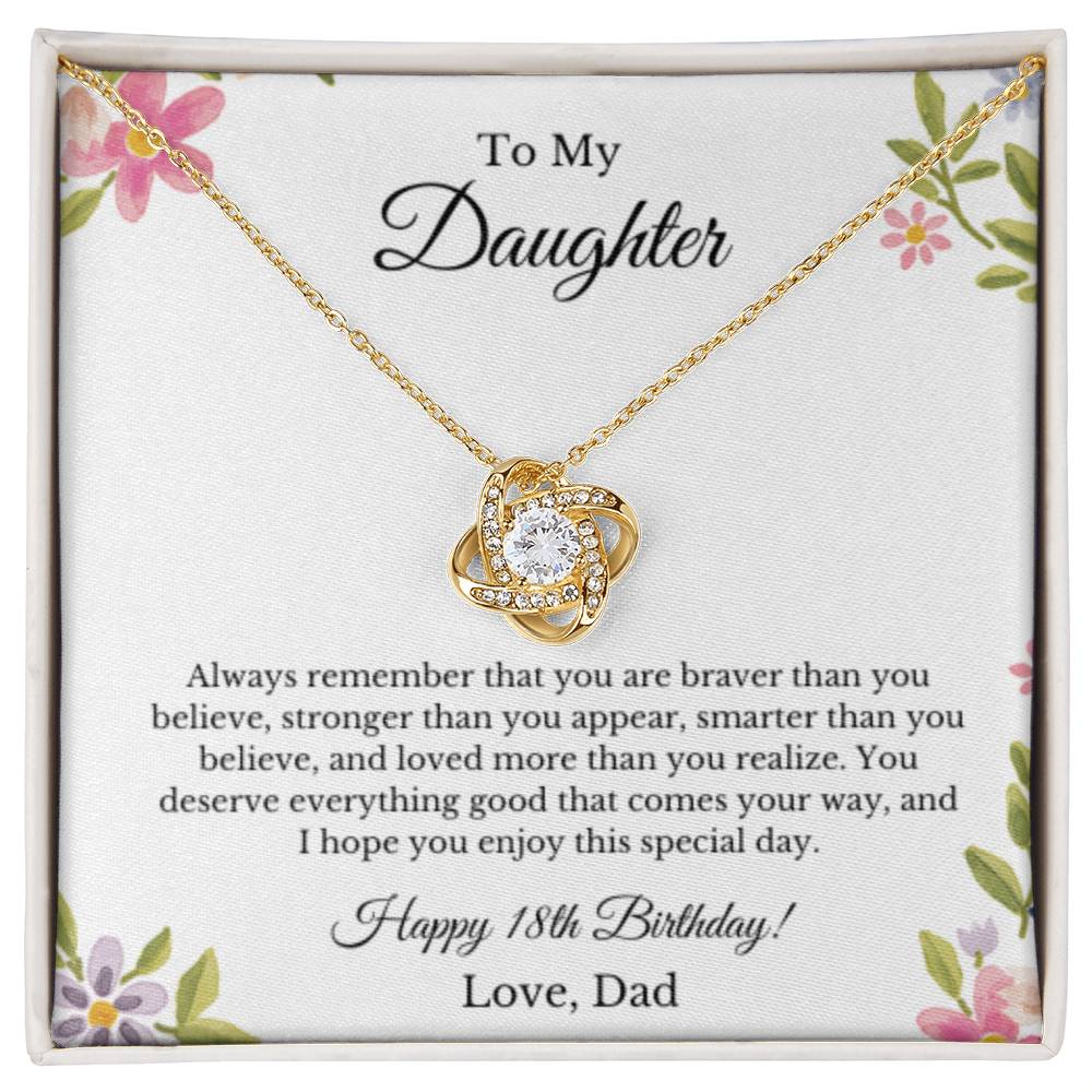 Daughter's 18th Birthday Necklace Gift With Message Card, To My Daughter 18th Birthday Gift From Dad