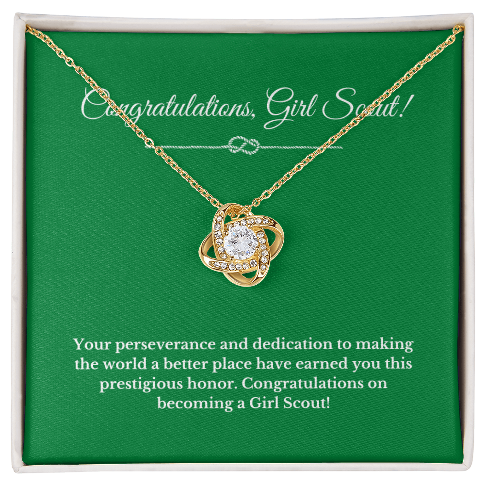 Love Knot Scout Gift Necklace, Jewelry, Leader Gift Gold Award