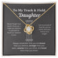 EllePendants To My Track and Field Daughter Necklace, Father Daughter Necklace, Mother Daughter Necklace, Daughter Birthday, Heart Jewelry, Gold Jewelry, Love Knot, Message Card Necklace