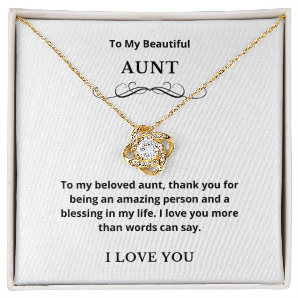 Love Knot To My Aunt Jewelry, Aunt Necklace Gift, Cousin Gift, Family Jewelry, Message Card Gift, For Aunt, Aunt Birthday