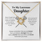 EllePendants To My Lacrosse Daughter Necklace, Father Daughter Necklace, Mother Daughter Necklace, Daughter Birthday, Heart Jewelry, Gold Jewelry, Love Knot, Message Card Necklace
