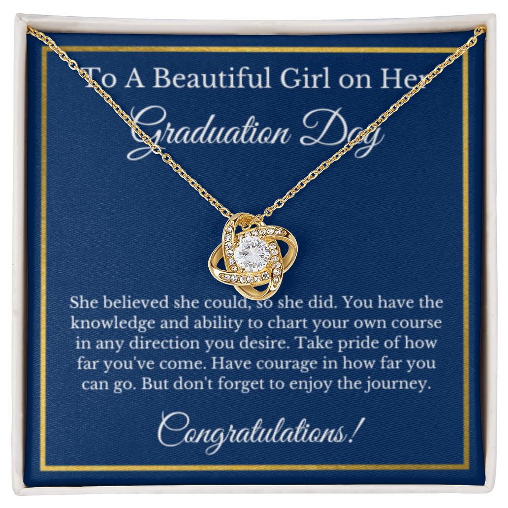 Love Knot Graduation Gift Necklace, Gold Diamond, for Her, High School, College Class of 2025