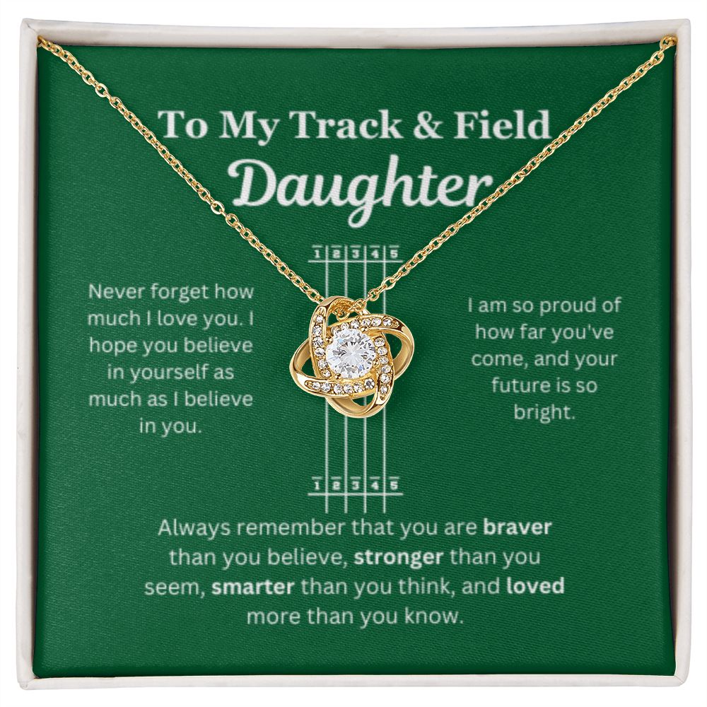 EllePendants To My Track and Field Daughter Necklace, Father Daughter Necklace, Mother Daughter Necklace, Daughter Birthday, Heart Jewelry, Gold Jewelry, Love Knot, Message Card Necklace