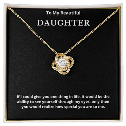 To My Beautiful Daughter Love Knot Necklace, Gift For Daughter From Mom, Daughter's Birthday, Daughter's Graduation, Daughter Jewelry