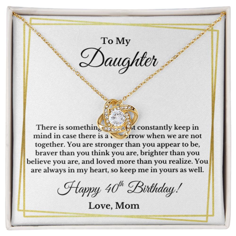 Daughter's 40th Birthday Necklace Gift With Message Card Love Mom
