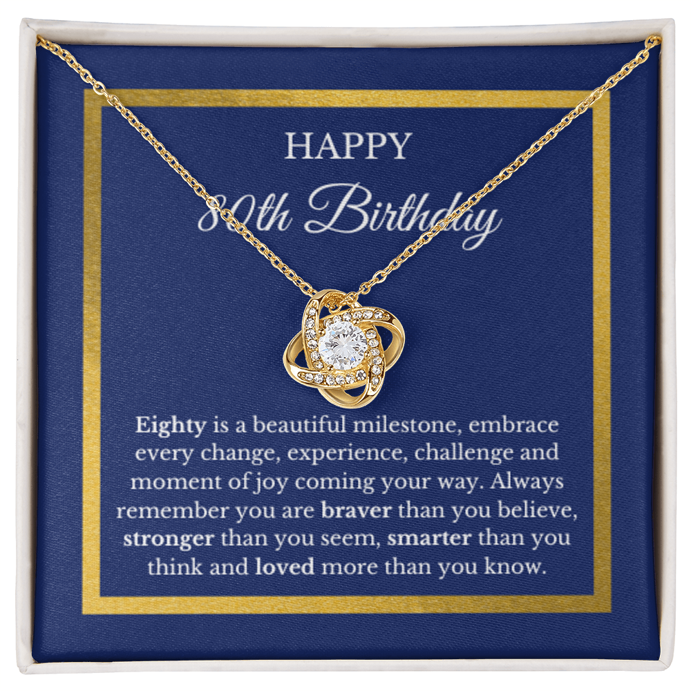 80th Birthday Necklace Love Knot