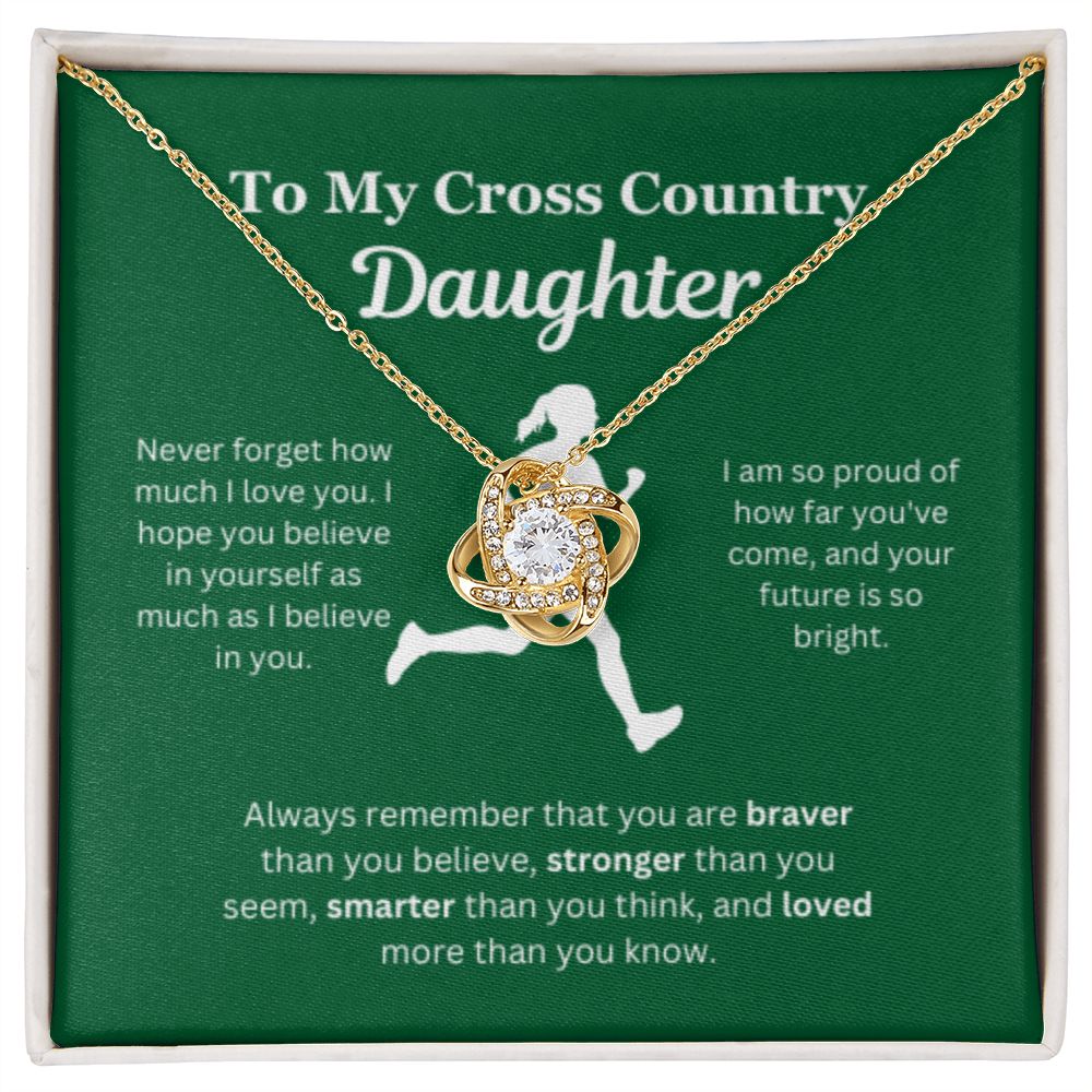 EllePendants To My Cross Country Daughter Necklace, Father Daughter Necklace, Mother Daughter Necklace, Daughter Birthday, Heart Jewelry, Gold Jewelry