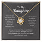 EllePendants To My Daughter Necklace, Father Daughter Necklace, Mother Daughter Necklace, Daughter Birthday, Heart Jewelry, Gold Jewelry, Love Knot, Message Card Necklace