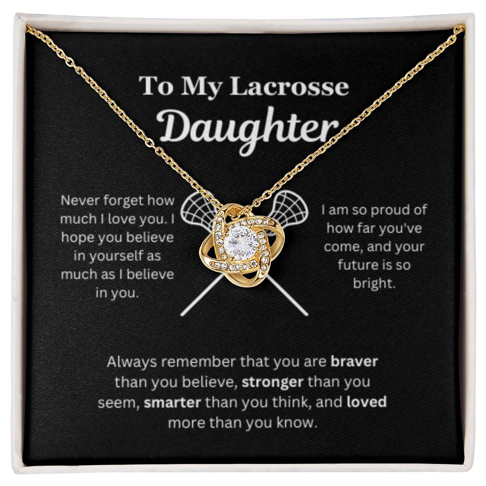 EllePendants To My Lacrosse Daughter Necklace, Father Daughter Necklace, Mother Daughter Necklace, Daughter Birthday, Heart Jewelry, Gold Jewelry, Love Knot, Message Card Necklace