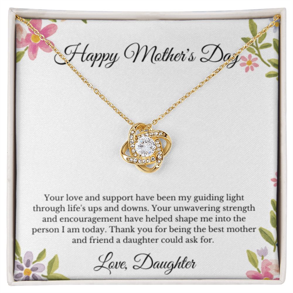 Love Knot, To Mom From Daughter Message Card Necklace, Mom Birthday Jewelry To Mom From Daughter Gifts, Mom Mother's Day Gifts From Daughter
