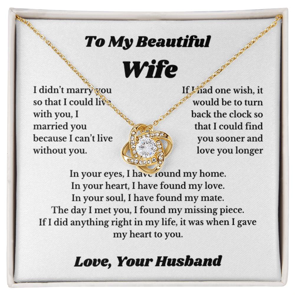 To My Wife Necklace from Husband – Romantic Wife Gift, Birthday Anniversary Valentine's Day Jewelry for Her