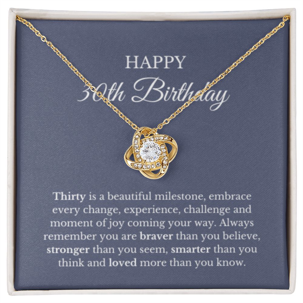30th Birthday Necklace, Birthday Love Knot Necklace, Birthday Gifts For Woman, Birthday Card, Pendant Necklace