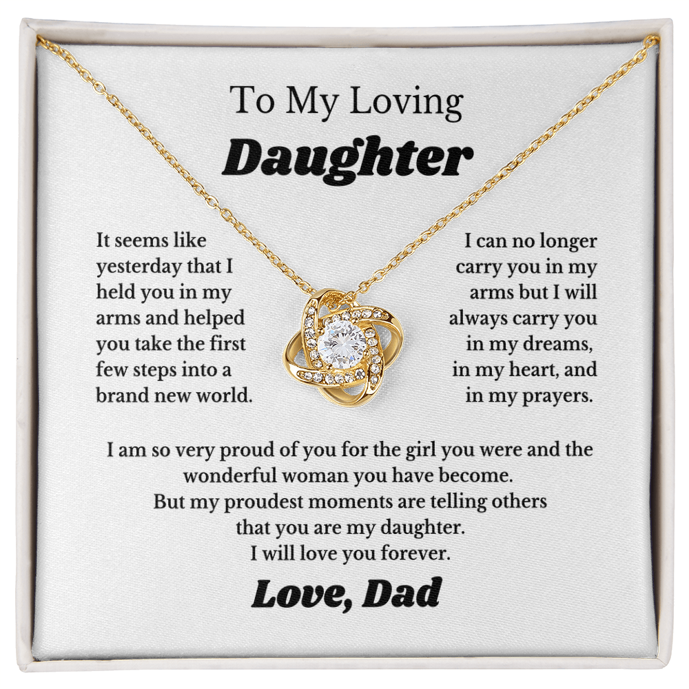Gift For Daughter, Sterling Silver Daughter Necklace, Love Knot Pendant, Adjustable Chain, From Dad