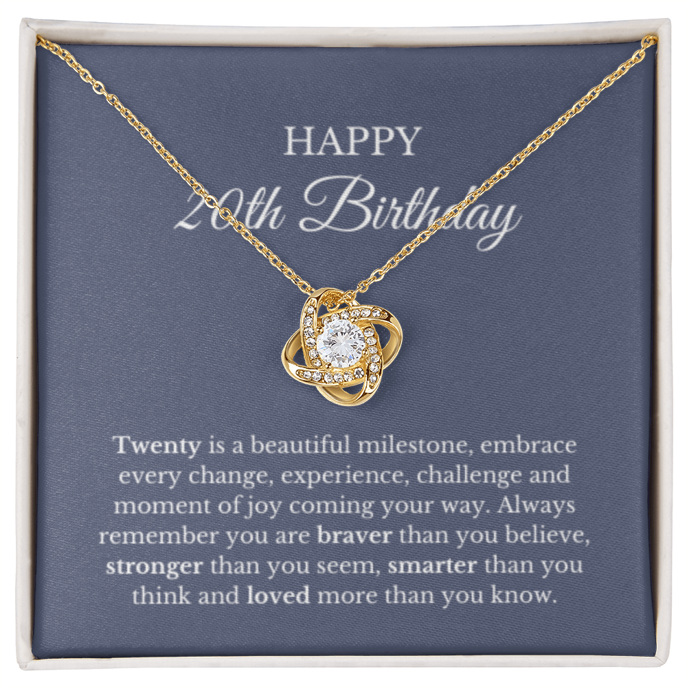 20th Birthday Necklace, Love Knot Jewelry