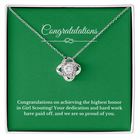 Scout Leader Gift Necklace Jewelry Gold Award Love Knot