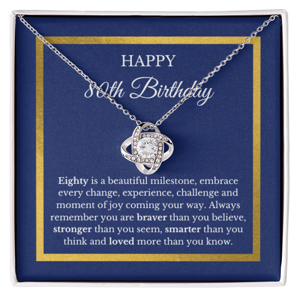 80th Birthday Necklace Love Knot
