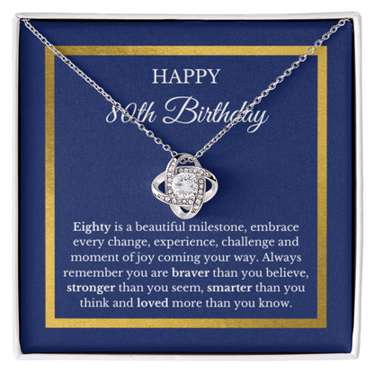 80th Birthday Necklace Love Knot