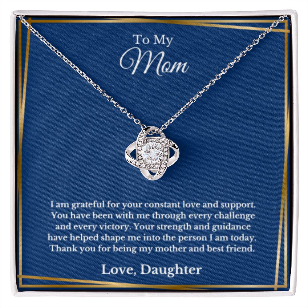 Love Knot, To Mom From Daughter Message Card Necklace, Mom Birthday Jewelry To Mom From Daughter Gifts, Mom Mother's Day Gifts From Daughter