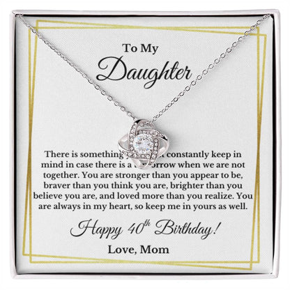 Daughter's 40th Birthday Necklace Gift With Message Card Love Mom